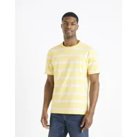 t-shirt col rond 100% coton à rayures - jaune