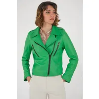 patience prairie 34/xs vert/platine - blouson et veste cuir pour femme
