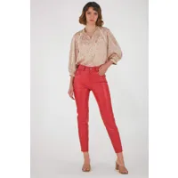 jeans icon coquelicot 36/s rouge coquelicot - pantalon en cuir