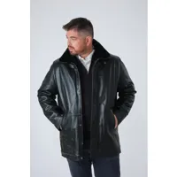 royalty noir noir 60/4xl - manteau en cuir pour homme