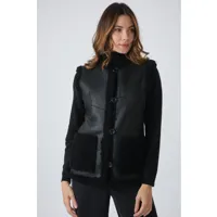 roselyn reversible noir noir 44/2xl - veste peau lainée