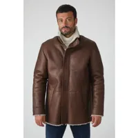 audric classic shearling jacket forest marron 52/l - manteau en peau lainée
