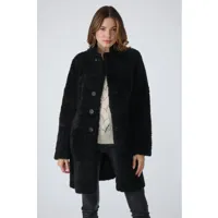 dunja reversible noir noir 38/m - manteau, 3/4 en peau lainée