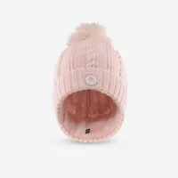 bonnet de ski femme torsades fur laine rose - wedze
