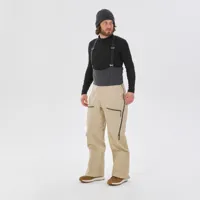 pantalon salopette de ski très imperméable homme, fr900 beige - wedze