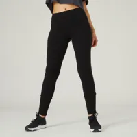 pantalon jogging slim bas zippé fitness femme - 520 noir - domyos