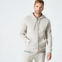 sweat zippé à capuche fitness homme - 500 essentials gris lin - domyos