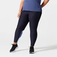legging avec poche grande taille fitness cardio femme bleu - domyos