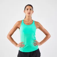 débardeur running sans couture femme - kiprun run 500 confort vert - kiprun