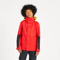 veste de quart imperméable coupe-vent de voile enfant sailing 300 rouge jaune - tribord