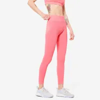 legging fitness femme - 520 côtelé rose litchi - domyos