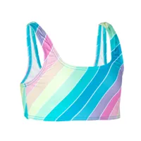 haut de maillot de bain brassière fille - 500 lana rainbow stripes turquoise - olaian