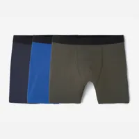 lot de 3 boxers respirants en microfibre homme - bleu foncé/bleu/kaki - decathlon