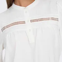 chemise blanche col mao dentelle poitrine femme jdy
