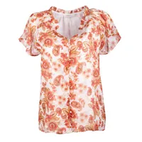 chemise manches courtes imprimée fleurs orange femme deeluxe 74