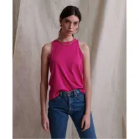 superdry lily crochet insert sleeveless t-shirt rose 2xs femme