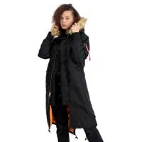 alpha industries long fishtail jacket noir xs femme