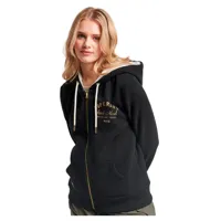 superdry luxe metallic logo full zip sweatshirt noir xs femme