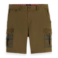 scotch & soda relaxed fit garment dyed cargo shorts vert 30 homme