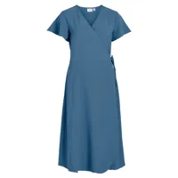 vila loe short sleeve midi dress bleu 40 femme