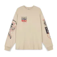 grimey back at you long sleeve t-shirt beige 2xl homme