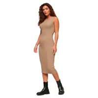 superdry backless knitted long sleeve midi dress beige xl femme