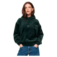 superdry drop needle velour boxy hoodie vert s femme
