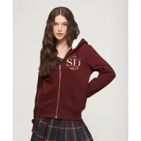 superdry luxe metallic logo full zip sweatshirt rouge xl femme