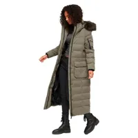superdry mf faux fur hooded jacket vert xl femme