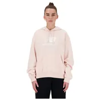 new balance sport essentials french terry logo hoodie rose xs femme