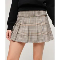 superdry low rise pleated mini skirt beige xl femme