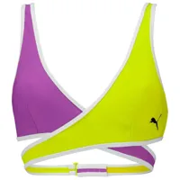 puma contour plunge bikini top jaune,violet s femme