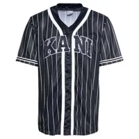 karl kani varsity striped baseball short sleeve t-shirt noir xl homme