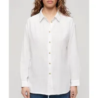 superdry longline long sleeve shirt blanc xl femme