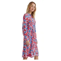 tommy hilfiger scarf print relaxed fit long sleeve midi dress rouge 38 femme