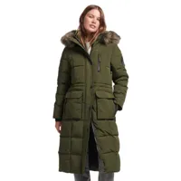 superdry longline faux fur everest jacket vert xl femme