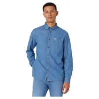 wrangler 1 pocket down regular fit long sleeve shirt bleu 2xl homme