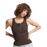 superdry vintage button down sleeveless t-shirt marron xs / s femme