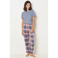 pantalon de pyjama à carreaux - oren - xl - delave clair - femme - etam