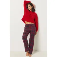 pantalon de pyjama à carreaux - jordi - l - rouge - femme - etam