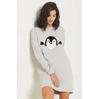 chemise de nuit imprimée pingouin - noah - m - gris pale - femme - etam