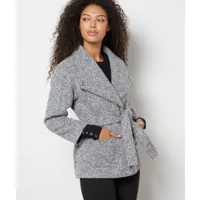 manteau court avec ceinture à nouer - malih - 34 - gris - femme - etam
