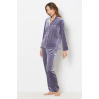 pantalon de pyjama en velours - bellah - xl - mauve - femme - etam