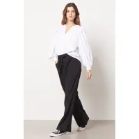 pantalon coupe large ceinturé - raya - 34 - noir - femme - etam