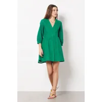 robe courte boutonnée en broderie anglaise  - tully - s - vert - femme - etam