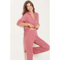 pantalon de pyjama imprimé - vikentia - m - rouge - femme - etam