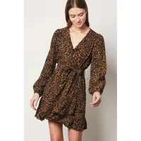 robe courte imprimée léopard - a mikaelo imp - xs - marron - femme - etam