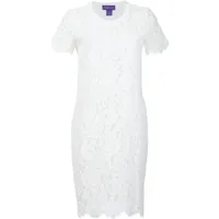 ralph lauren collection robe courte en dentelle - blanc