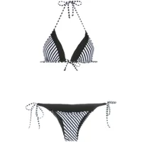 amir slama striped triangle bikini set - noir