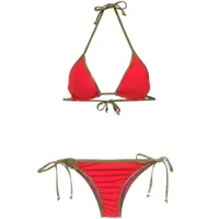 amir slama gold-tone trimming bikini set - rouge